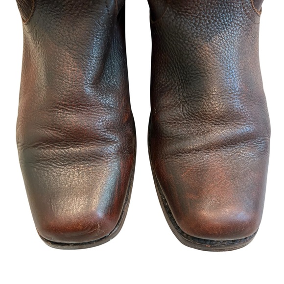 Frye Heath Outside Zip Leather Boots, Maple Brown, Sz 9 - Picture 8 of 16